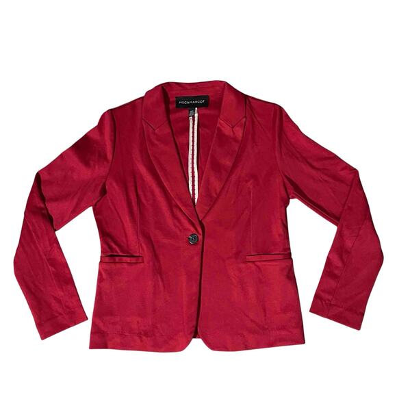 Meg & Margot Women's Peak Lapel One-Button Single-Breasted Blazer Red Size M - Picture 5 of 8